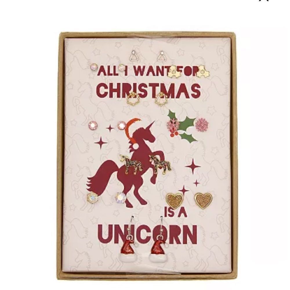 Kohl’s Christmas Unicorn 10-Pack Nickel Free Earrings Set NWT and 3 poly mailers